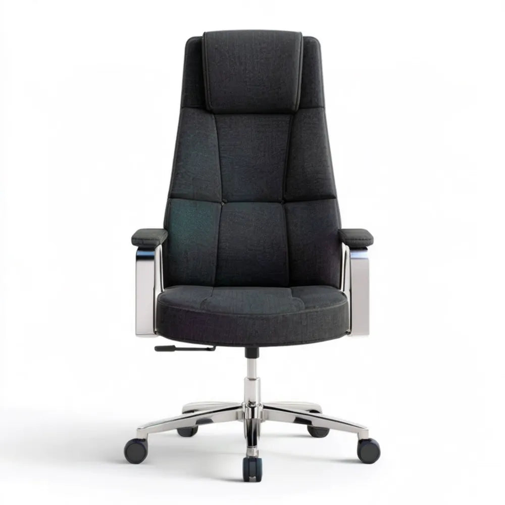 Czarny obrotowy fotel z wysokim oparciem 65 x 65 x 116–126 cm