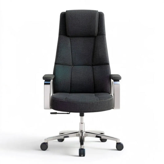 Czarny obrotowy fotel z wysokim oparciem 65 x 65 x 116–126 cm