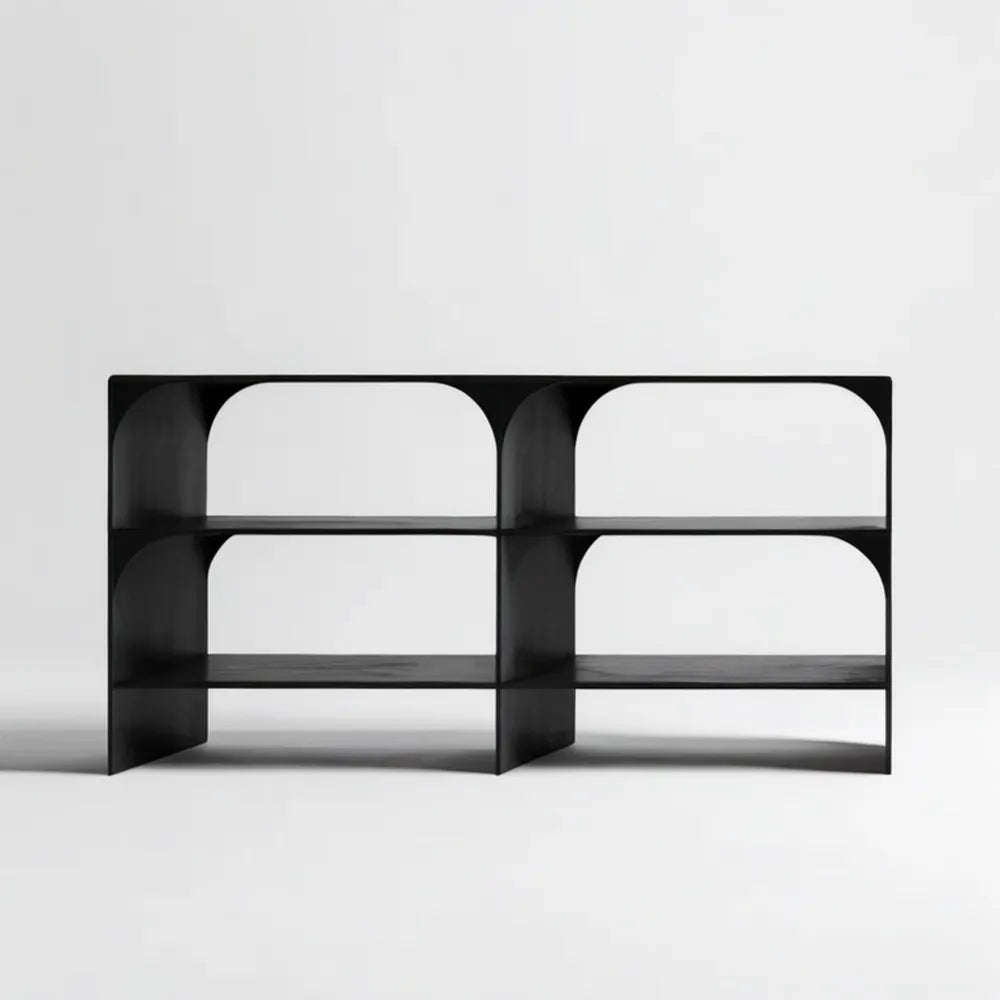 Czarna konsola z półkami MDF 120 x 30 x 80 cm