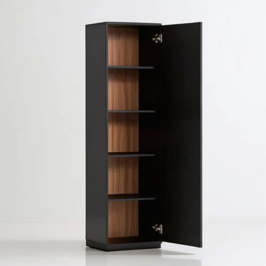 Szafka na buty MDF z drzwiami, czarno-orzechowa, 60 x 35 x 180 cm
